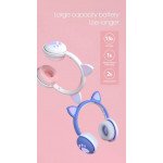 Wholesale Cat Ear and Paw LED Bluetooth Headphone Headset with Built in Mic, Luminous Light, Foldable, 3.5mm Aux In for Adults Children Home School (Light Purple)